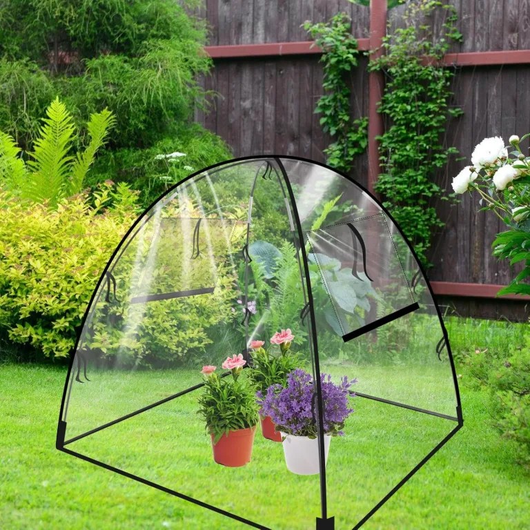 Gewächshaus Klein in PVC Transparent, Pop-Up Mini Gewächshaus 56 X 56 X 56 cm, Überwinterungszelt für Pflanzen, Kleines Gewächshaus Outdoor, für Blumen, Garten, Setzlinge, Balkon, Gemüse – Bild 7