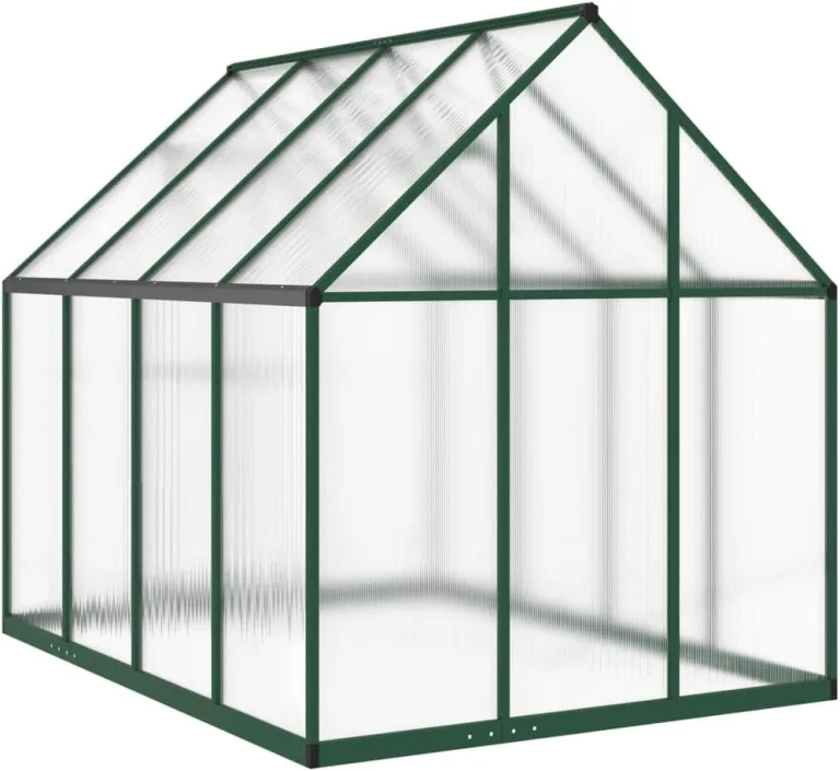 Gecheer Gewächshaus mit Fundamentrahmen Tomaten Treibhaus Tomatenhaus Frühbeet Garten Pflanzenhaus Gartenhaus Grün 224x169x195 cm Aluminimum – Bild 5
