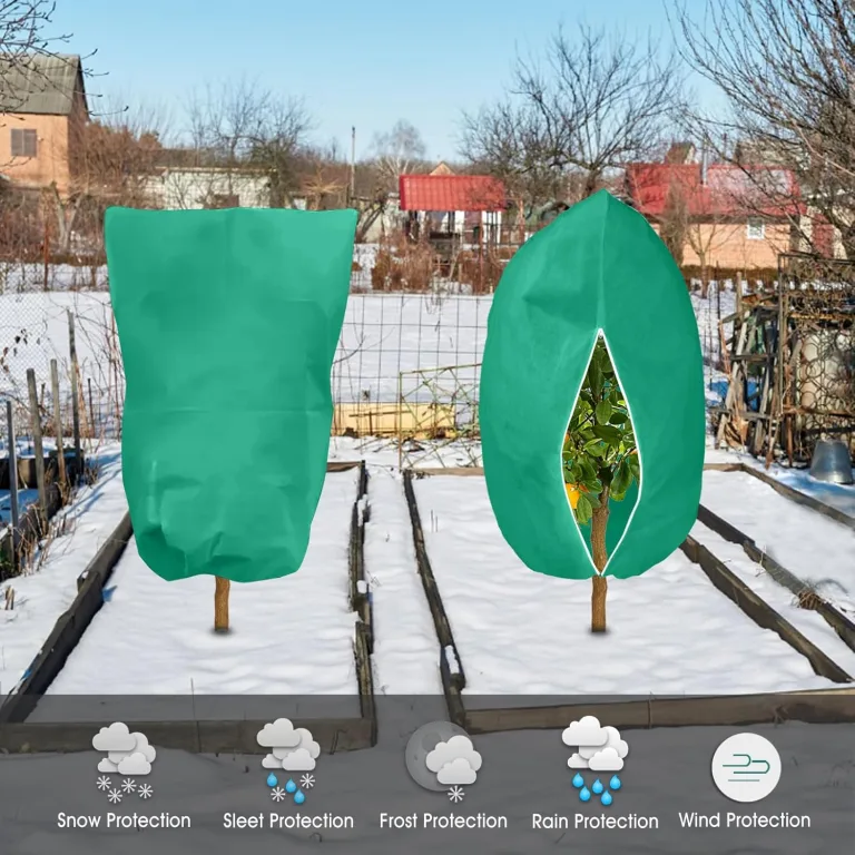 190 x 228cm Winterschutz für Pflanzen, Draußen Pflanzenschutz Winter Frostschutz Für Kübelpflanzen, mit Reißverschluss Zugband Für Palmen, Olivenbaum, Wiederverwendbar Wintervlies 1 Stück,70g/m² – Bild 4