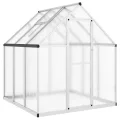 Rantry Gewächshaus für den Garten, Gestell Gewächshaus mit silbernem Fundament, 169 x 169 x 195 cm, aus Aluminium, Gewächshaus für den Garten, Gewächshaus für Pflanzen - Thumbnail 2