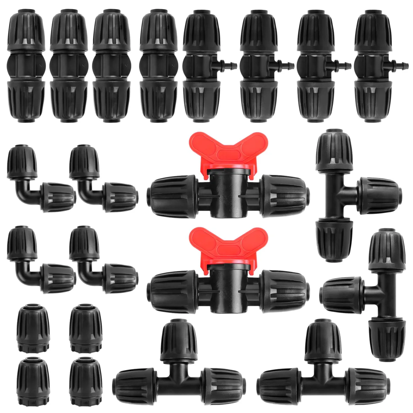 Bewässerungsarmaturen Kit für 1/2" Tropfschläuche für 13/16mm Bewässerungsschläuche 22Stk Gartenbewässerung Barbed Anschluss Bewässerungssystem Micro Drip Verbinder - Bild 1