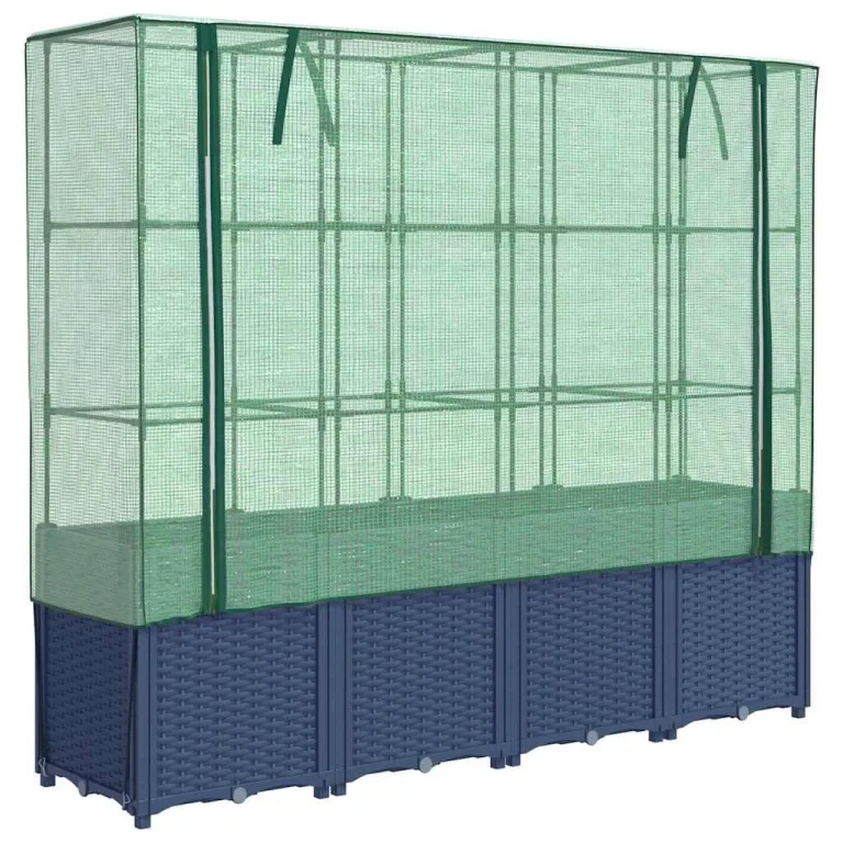 vidaXL Hochbeet mit Gewächshausabdeckung Rattanoptik 160x40x153 cm – Bild 10
