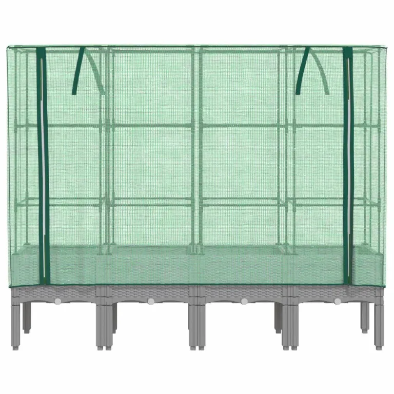 vidaXL Hochbeet, Pflanzkasten mit Gewächshaus-Aufsatz, Frühbeet für Balkon Garten Terrasse, Gemüsebeet Blumenbeet Pflanzbeet, Rattan-Optik – Bild 6