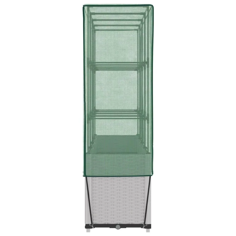 vidaXL Hochbeet mit Gewächshaus-Aufsatz, Pflanzbeet mit Eisenrohr-Rahmen, Gemüsebeet für Garten Terrasse Balkon, Pflanzkasten Frühbeet, Rattan-Optik – Bild 5