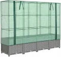 vidaXL Hochbeet, Pflanzkasten mit Gewächshaus-Aufsatz, Frühbeet für Balkon Garten Terrasse, Gemüsebeet Blumenbeet Pflanzbeet, Rattan-Optik - Thumbnail 1