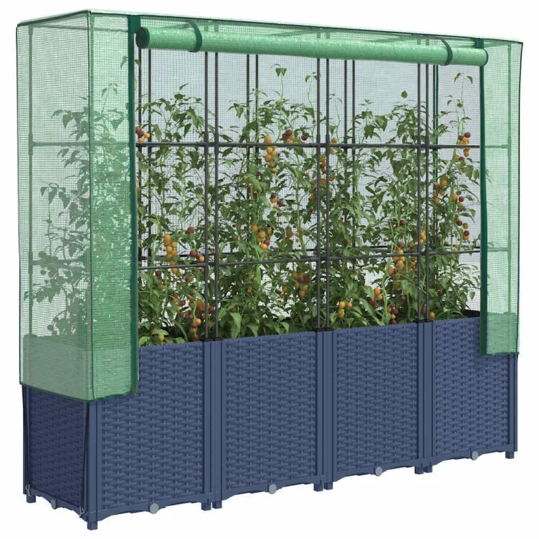 vidaXL Hochbeet mit Gewächshausabdeckung Rattanoptik 160x40x153 cm – Bild 2