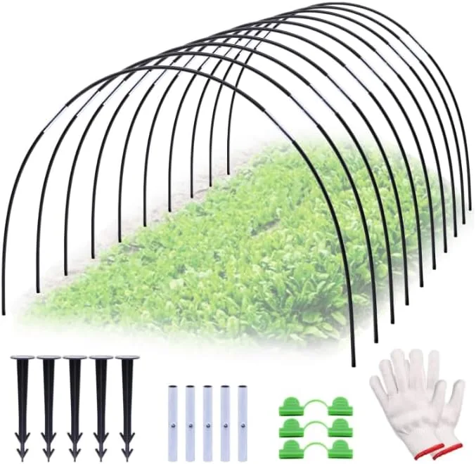 Pflanztunnel Bögen, 50 PCS Tunnelbögen Hochbeet, Gewächshausbogen mit 6mm Kunststoff umwickelt, DIY Gewächshausreifen Frühbeet Tunnel.