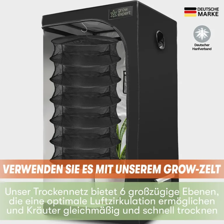 Hochwertiges Trockennetz für Kräuter – Trocknungssystem mit Reißverschluss für Grow Zelt oder Gewächshaus – Atmungsaktives, Strapazierfähiges Material – Netz für Ernte und Kräutertrocknung (6-Lagiges) – Bild 7