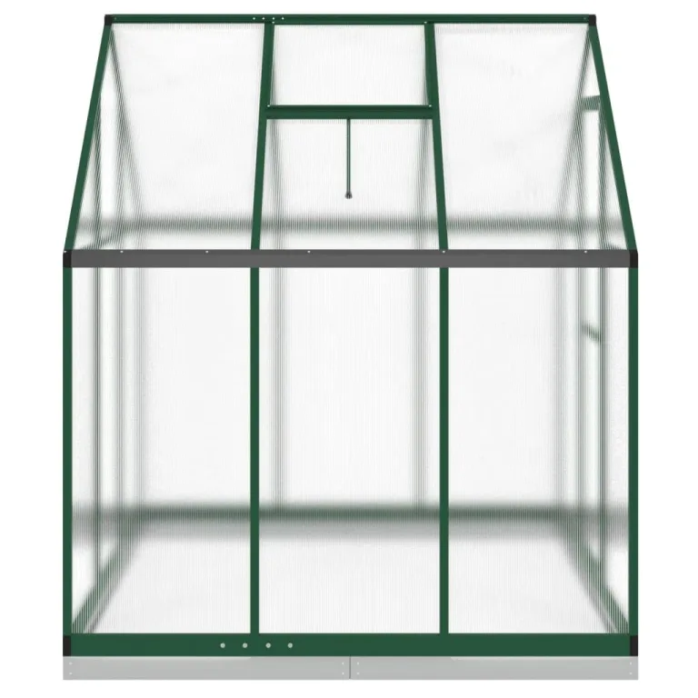 IKAYAA Gewächshaus Aluminium mit Fundament Gartenhaus Winterfest Gewächshaus Glas Glashaus Garten Tomatenhaus Frühbeet und Pflanzenhaus 169 x 169 x 202 cm Grün und transparent – Bild 3