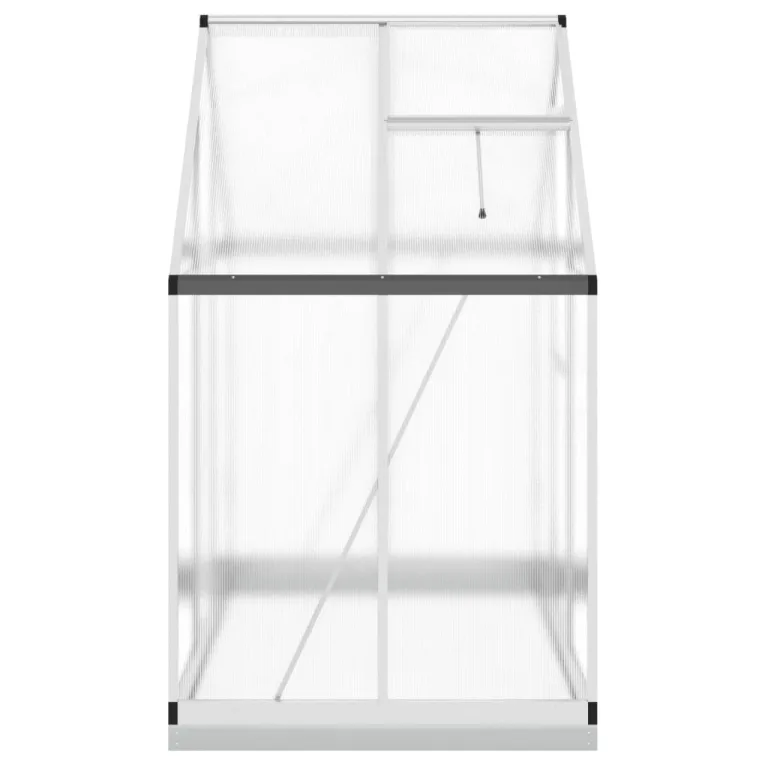 IKAYAA Gewächshaus Aluminium mit Fundament Gartenhaus Winterfest Gewächshaus Glas Glashaus Garten Tomatenhaus Frühbeet und Pflanzenhaus 169 x 114 x 202 cm Silbern und transparent – Bild 4
