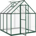 IKAYAA Gewächshaus Aluminium mit Fundament Gartenhaus Winterfest Gewächshaus Glas Glashaus Garten Tomatenhaus Frühbeet und Pflanzenhaus 169 x 169 x 195 cm Grün und transparent - Thumbnail 2