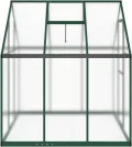 IKAYAA Gewächshaus Aluminium mit Fundament Gartenhaus Winterfest Gewächshaus Glas Glashaus Garten Tomatenhaus Frühbeet und Pflanzenhaus 169 x 169 x 195 cm Grün und transparent - Thumbnail 3