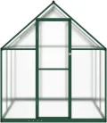 IKAYAA Gewächshaus Aluminium mit Fundament Gartenhaus Winterfest Gewächshaus Glas Glashaus Garten Tomatenhaus Frühbeet und Pflanzenhaus 169 x 169 x 195 cm Grün und transparent - Thumbnail 4