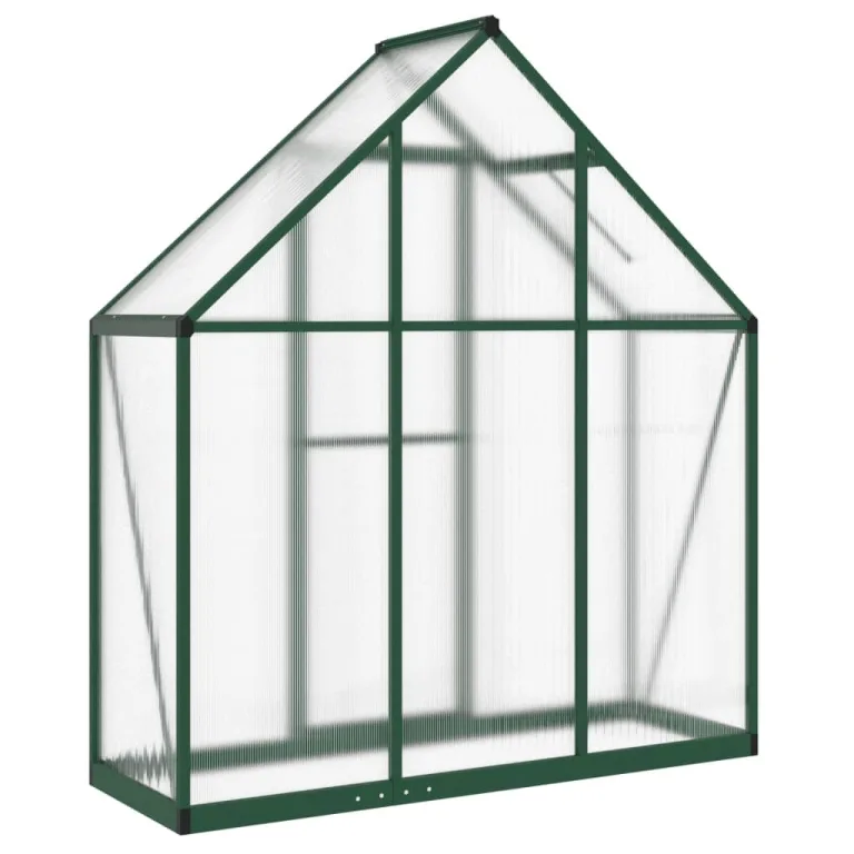 IKAYAA Gewächshaus Aluminium mit Fundament Gartenhaus Winterfest Gewächshaus Glas Glashaus Garten Tomatenhaus Frühbeet und Pflanzenhaus 169 x 58 x 195 cm Grün und transparent – Bild 3