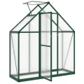 IKAYAA Gewächshaus Aluminium mit Fundament Gartenhaus Winterfest Gewächshaus Glas Glashaus Garten Tomatenhaus Frühbeet und Pflanzenhaus 169 x 58 x 195 cm Grün und transparent - Thumbnail 2