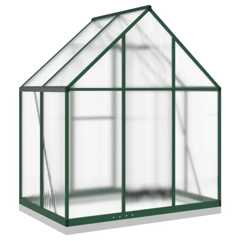 IKAYAA Gewächshaus Aluminium mit Fundament Gartenhaus Winterfest Gewächshaus Glas Glashaus Garten Tomatenhaus Frühbeet und Pflanzenhaus 169 x 114 x 202 cm Grün und transparent – Bild 3