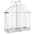 IKAYAA Gewächshaus Aluminium mit Fundament Gartenhaus Winterfest Gewächshaus Glas Glashaus Garten Tomatenhaus Frühbeet und Pflanzenhaus 169 x 58 x 202 cm Silbern und transparent - Thumbnail 3