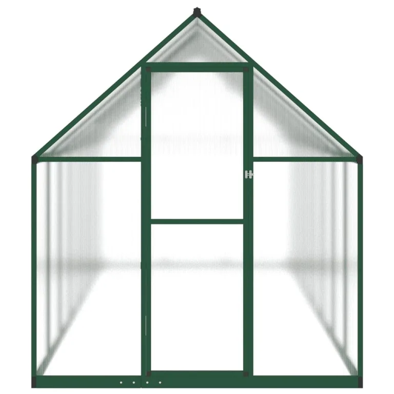IKAYAA Gewächshaus Aluminium mit Fundament Gartenhaus Winterfest Gewächshaus Glas Glashaus Garten Tomatenhaus Frühbeet und Pflanzenhaus 445 x 169 x 195 cm Grün und transparent – Bild 5