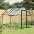 IKAYAA Gewächshaus Aluminium mit Fundament Gartenhaus Winterfest Gewächshaus Glas Glashaus Garten Tomatenhaus Frühbeet und Pflanzenhaus 334 x 169 x 195 cm Silbern und transparent - Thumbnail 10