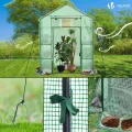 VOUNOT® Gewächshaus Foliengewächshaus, begehbares Gartenhäuschen mit 4 Regalebenen, Tomatenhaus Tomatengewächshaus, Grün 143x73x195cm - Thumbnail 8