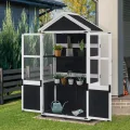 M MCombo Gartenschrank Holz Klein, Outdoor Gartenhaus Geräteschuppen Wetterfest, Gewächshaus für den Außenbereich Balkon Terrasse, 100 × 53 × 178 cm, 0111 (Anthrazitgrau) - Thumbnail 2