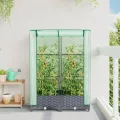 Hochbeet mit Gewächshaus-Aufsatz Blumenbeet Pflanzenbeet Pflanzkasten mit Gewächshaus Gartenbeet Gemüsebeet Kräuterbeet Blumenkasten Frühbeet für Garten Dunkelgrau 80x40x123 cm PP - Thumbnail 3
