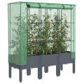 Hochbeet mit Gewächshaus-Aufsatz Blumenbeet Pflanzenbeet Pflanzkasten mit Gewächshaus Gartenbeet Gemüsebeet Kräuterbeet Blumenkasten Frühbeet für Garten Dunkelgrau 80x40x123 cm PP - Thumbnail 9