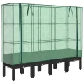 Hochbeet mit Gewächshaus-Aufsatz Pflanzkasten mit Gewächshaus Kräuterbeet Blumenbeet Frühbeet für Garten Pflanzenbeet Anzuchtbeet Gartenbeet Gemüsebeet Wetterfest Schwarz 160x40x140 cm PP - Thumbnail 2