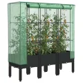 Hochbeet mit Gewächshaus-Aufsatz Pflanzkasten mit Gewächshaus Kräuterbeet Blumenbeet Frühbeet für Garten Pflanzenbeet Anzuchtbeet Gartenbeet Gemüsebeet Wetterfest Schwarz 160x40x140 cm PP - Thumbnail 9