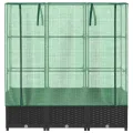 Hochbeet mit Gewächshaus-Aufsatz Gartenbeet Gemüsebeet Wetterfest Kräuterbeet Frühbeet für Garten Pflanzkasten mit Gewächshaus Blumenbeet Pflanzenbeet Anzuchtbeet Schwarz 120x40x138 cm PP - Thumbnail 4