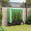 Hochbeet mit Gewächshaus-Aufsatz Pflanzkasten mit Gewächshaus Kräuterbeet Blumenbeet Pflanzenbeet Anzuchtbeet Frühbeet für Garten Gemüsebeet Wetterfest Gartenbeet Schwarz 120x40x140 cm PP - Thumbnail 3