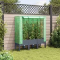 Hochbeet mit Gewächshaus-Aufsatz Frühbeet für Garten Pflanzkasten mit Gewächshaus Kräuterbeet Blumenbeet Pflanzenbeet Blumenkasten Gartenbeet Gemüsebeet Dunkelgrau 120x40x140 cm PP - Thumbnail 3
