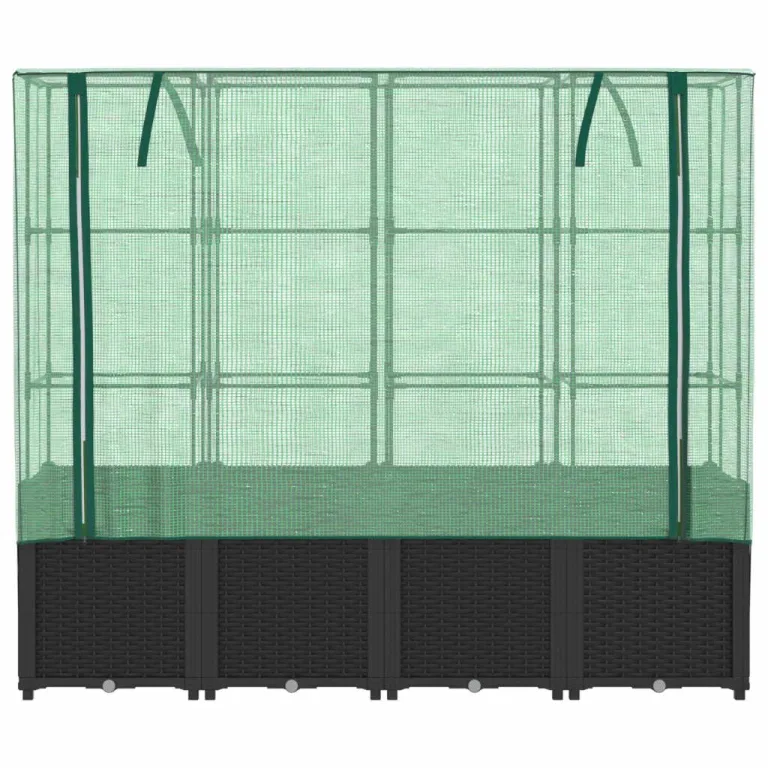 Hochbeet mit Gewächshaus-Aufsatz Kräuterbeet Frühbeet für Garten Pflanzkasten mit Gewächshaus Blumenbeet Pflanzenbeet Anzuchtbeet Gartenbeet Gemüsebeet Wetterfest Schwarz 160x40x153 cm PP – Bild 4