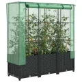 Hochbeet mit Gewächshaus-Aufsatz Anzuchtbeet Pflanzkasten mit Gewächshaus Gartenbeet Gemüsebeet Wetterfest Kräuterbeet Frühbeet für Garten Blumenbeet Pflanzenbeet Schwarz 160x40x123 cm PP - Thumbnail 10
