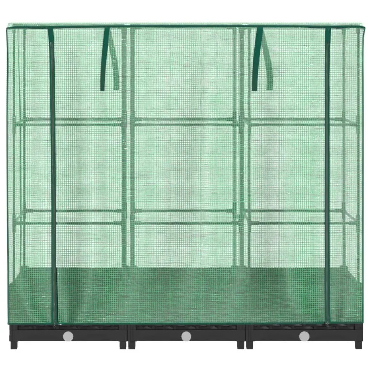 Hochbeet mit Gewächshaus-Aufsatz Pflanzenbeet Anzuchtbeet Pflanzkasten mit Gewächshaus Gartenbeet Gemüsebeet Wetterfest Kräuterbeet Frühbeet für Garten Blumenbeet Schwarz 120x40x123 cm PP – Bild 4