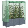 Hochbeet mit Gewächshaus-Aufsatz Gemüsebeet Kräuterbeet Blumenkasten Frühbeet für Garten Pflanzkasten mit Gewächshaus Blumenbeet Pflanzenbeet Gartenbeet Dunkelgrau 160x40x138 cm PP - Thumbnail 10