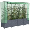 Hochbeet mit Gewächshaus-Aufsatz Gemüsebeet Kräuterbeet Blumenkasten Frühbeet für Garten Pflanzkasten mit Gewächshaus Blumenbeet Pflanzenbeet Gartenbeet Dunkelgrau 160x40x138 cm PP - Thumbnail 1