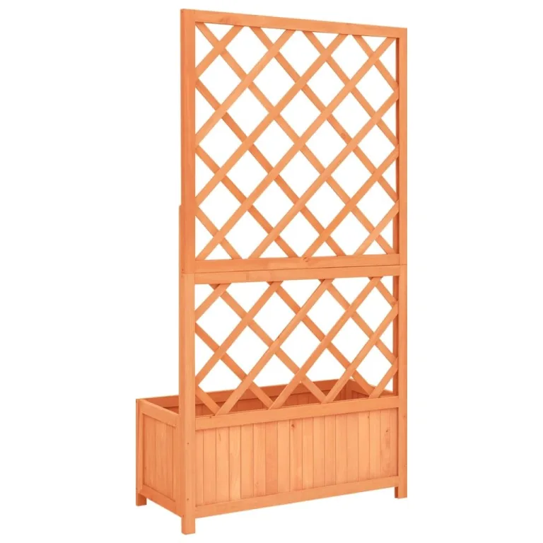 Garten-Spalier mit Blumenkasten Pflanzgefäß für Draußen Gartenbeet Kräuterbeet Frühbeet für Garten Pflanztopf Blumenbeet Pflanzenbeet Braun 70x30x135 cm Massives Tannenholz – Bild 4