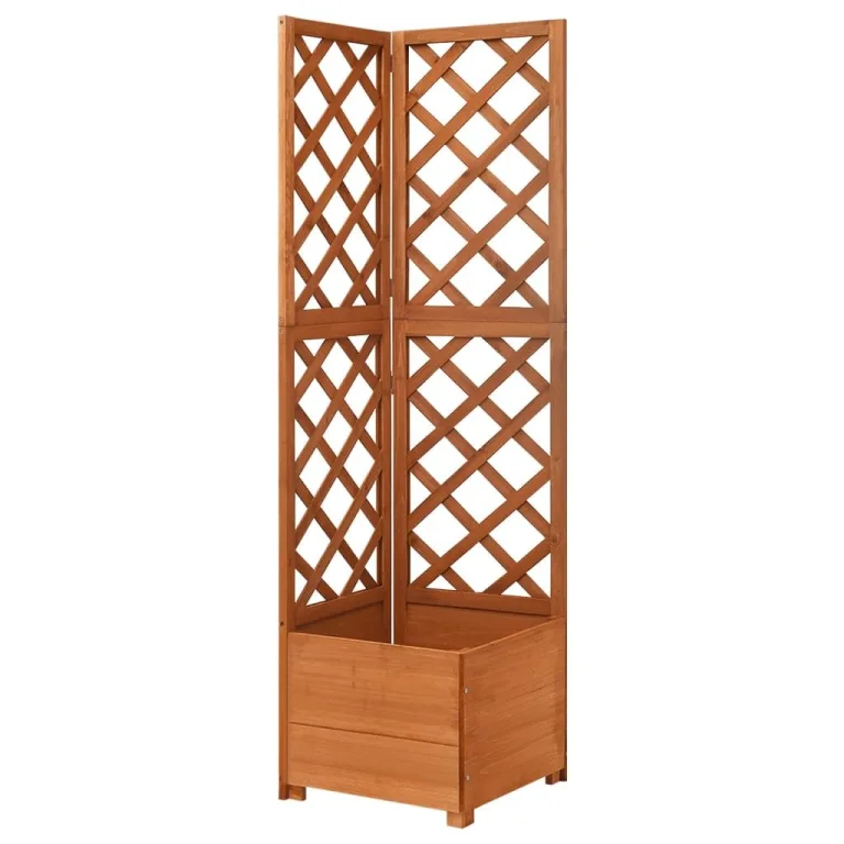 Garten-Spalier mit Blumenkasten Pflanzgefäß für Draußen Gartenbeet Kräuterbeet Frühbeet für Garten Pflanztopf Blumenbeet Pflanzenbeet Braun 70x30x135 cm Massives Tannenholz – Bild 8