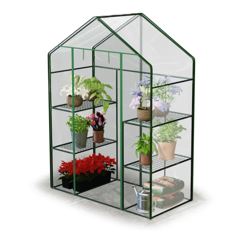 Gewächshaus Foliengewächshaus Gartengewächshäus Stabil Tomatenhaus 195 x 140 x 70 cm Regal Garten Balkon Grün Transparent – Bild 2