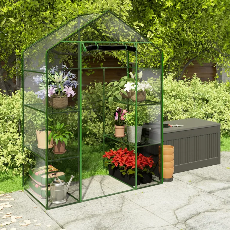 Gewächshaus Foliengewächshaus Gartengewächshäus Stabil Tomatenhaus 195 x 140 x 70 cm Regal Garten Balkon Grün Transparent – Bild 5