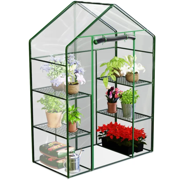 Gewächshaus Foliengewächshaus Gartengewächshäus Stabil Tomatenhaus 195 x 140 x 70 cm Regal Garten Balkon Grün Transparent – Bild 1