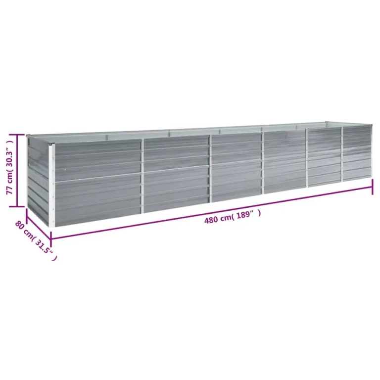 Myheimly Garten-Hochbeet Verzinkter Stahl Gartenbeet Pflanzbeet Frühbeet 480x80x77 cm Grau – Bild 6