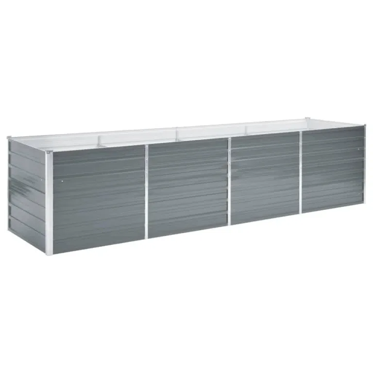 Myheimly Garten-Hochbeet Verzinkter Stahl Gartenbeet Pflanzbeet Frühbeet 320x80x77 cm Grau – Bild 2