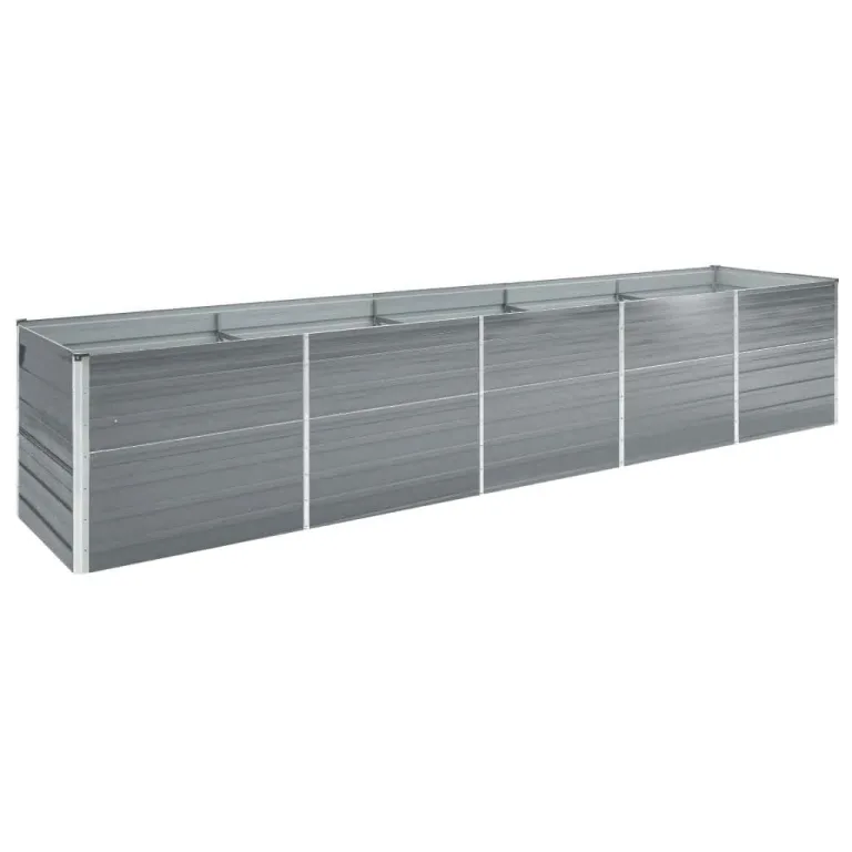 Myheimly Garten-Hochbeet Verzinkter Stahl Gartenbeet Pflanzbeet Frühbeet 320x80x77 cm Grau – Bild 8