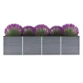 Myheimly Garten-Hochbeet Verzinkter Stahl Gartenbeet Pflanzbeet Frühbeet 320x80x77 cm Grau - Thumbnail 1