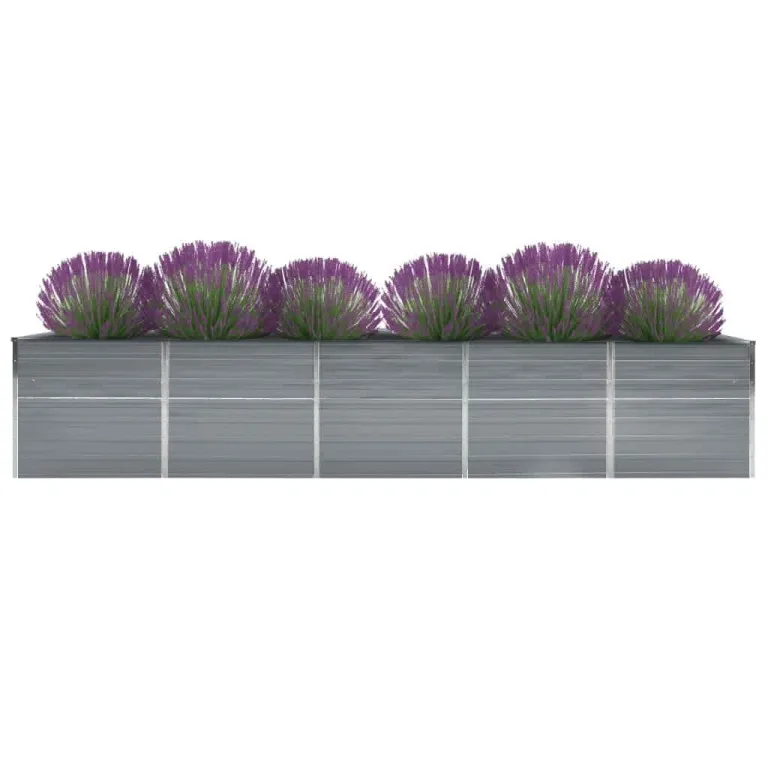 Myheimly Garten-Hochbeet Verzinkter Stahl Gartenbeet Pflanzbeet Frühbeet 400×80×77 cm Grau – Bild 2