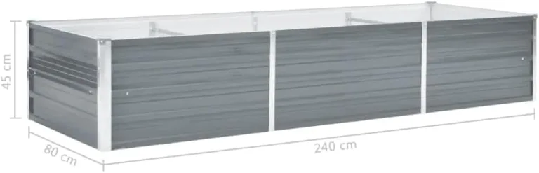 Garten-Hochbeet Verzinkter Stahl Gartenbeet Pflanzbeet Frühbeet 240x80x45 cm Grau – Bild 8