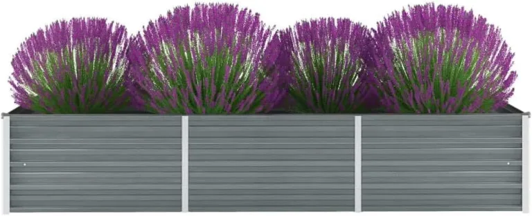 Garten-Hochbeet Verzinkter Stahl Gartenbeet Pflanzbeet Frühbeet 240x80x45 cm Grau – Bild 2