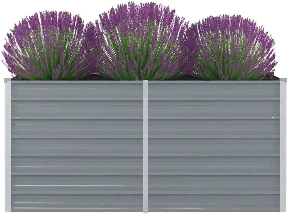 Hochbeet 160 x 80 x 77 cm Verzinkter Stahl Gartenbeet Pflanzbeet Frühbeet Grau - Bild 1